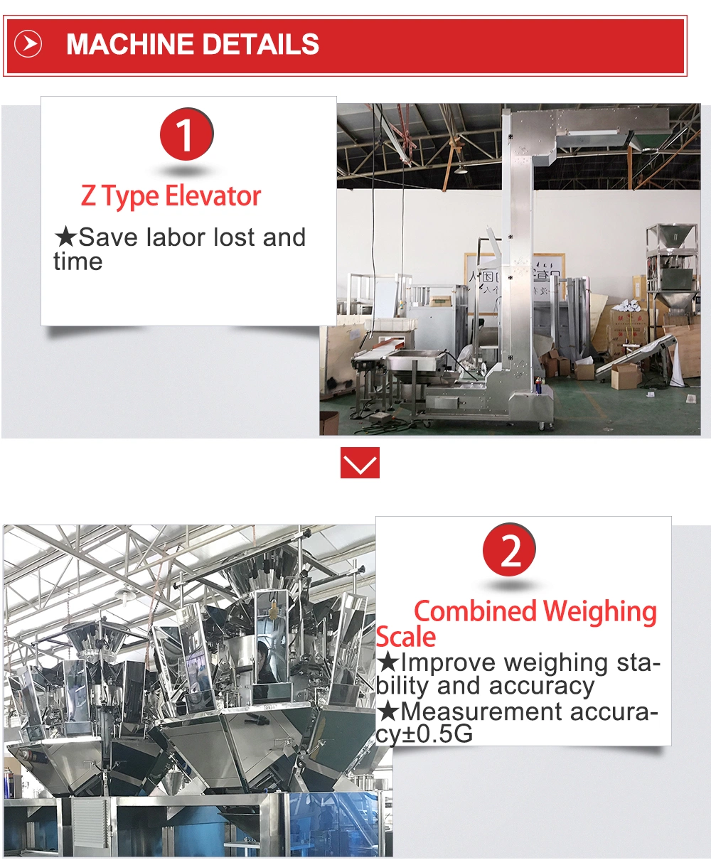 Automatic Potato Chip/Coffee Beans/Seeds/Rice/Granule/Fruit /Nuts /Snacks/Grain Vertical Stand-up Pouch/Premade Gusset Bag Packaging Packing Machine