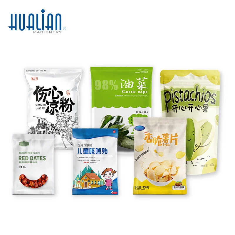 Gdd-1-300 Hualian Automatic Multi-Function Rotary Snacks Doypack Premade Stand up Zipper Filling and Sealing Pouch Bag Packaging Packing Machine